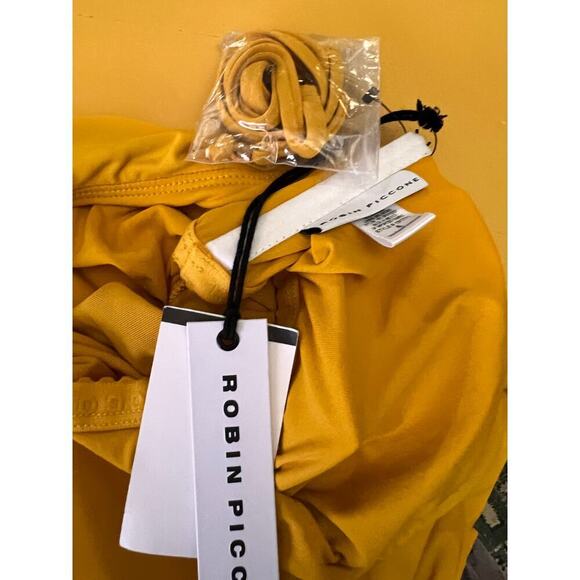 Robin Piccone Mustard Yellow Strapless Bandeau One Piece Swimsuit Size 6 NWT - Picture 5 of 6